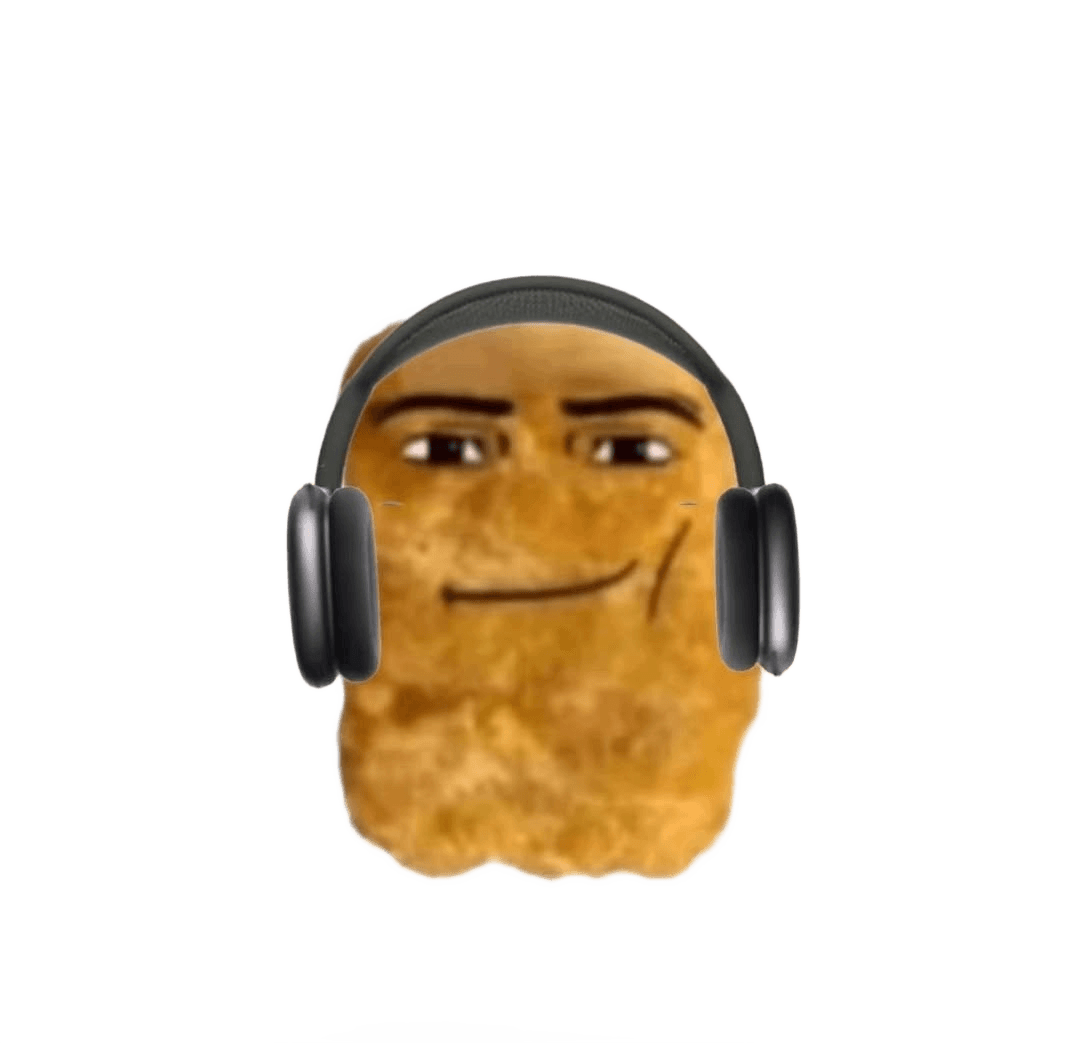 Meme Magic: Transparent Chicken Nugget with Headphones