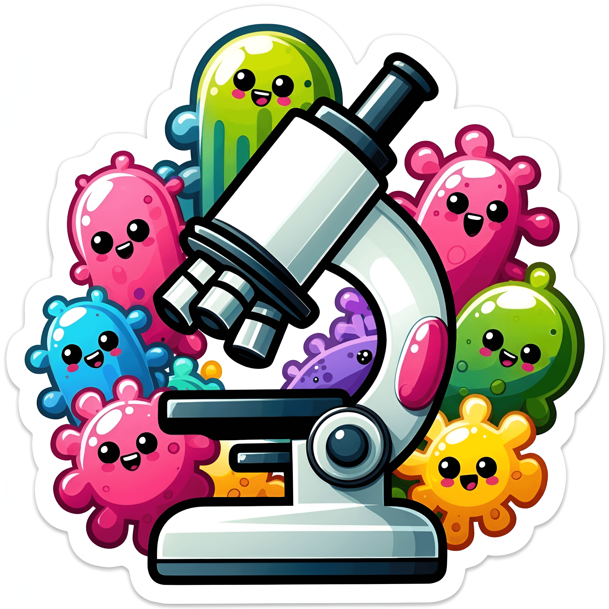 Upscale Cartoon Microscope & Microbes Illustration | BgRemovit
