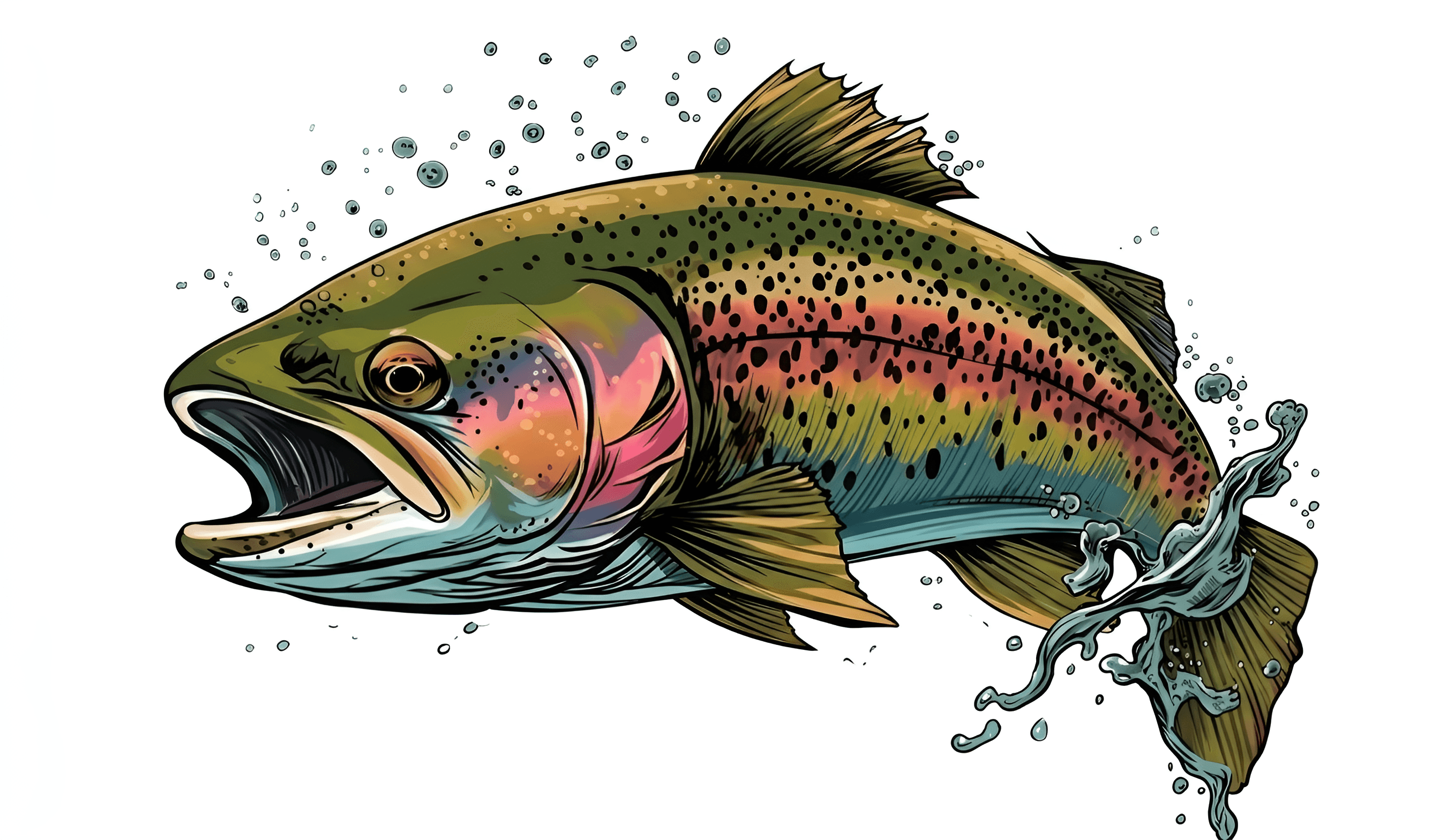 Upscale Fish Illustration with Water Splash | BgRemovit Image Enhancer