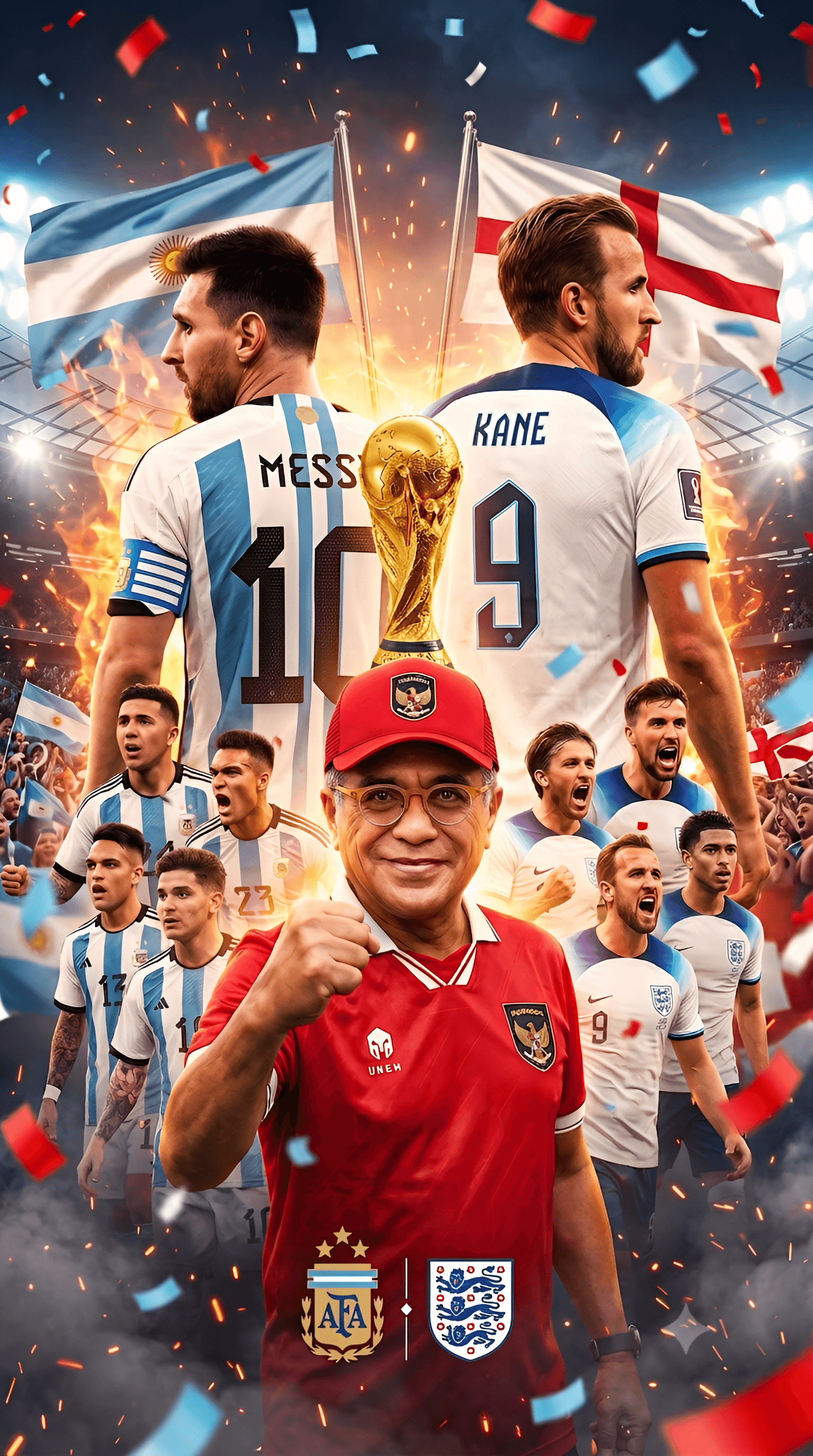 AI Image Enhancer: Upscale Football Poster with Messi & Kane