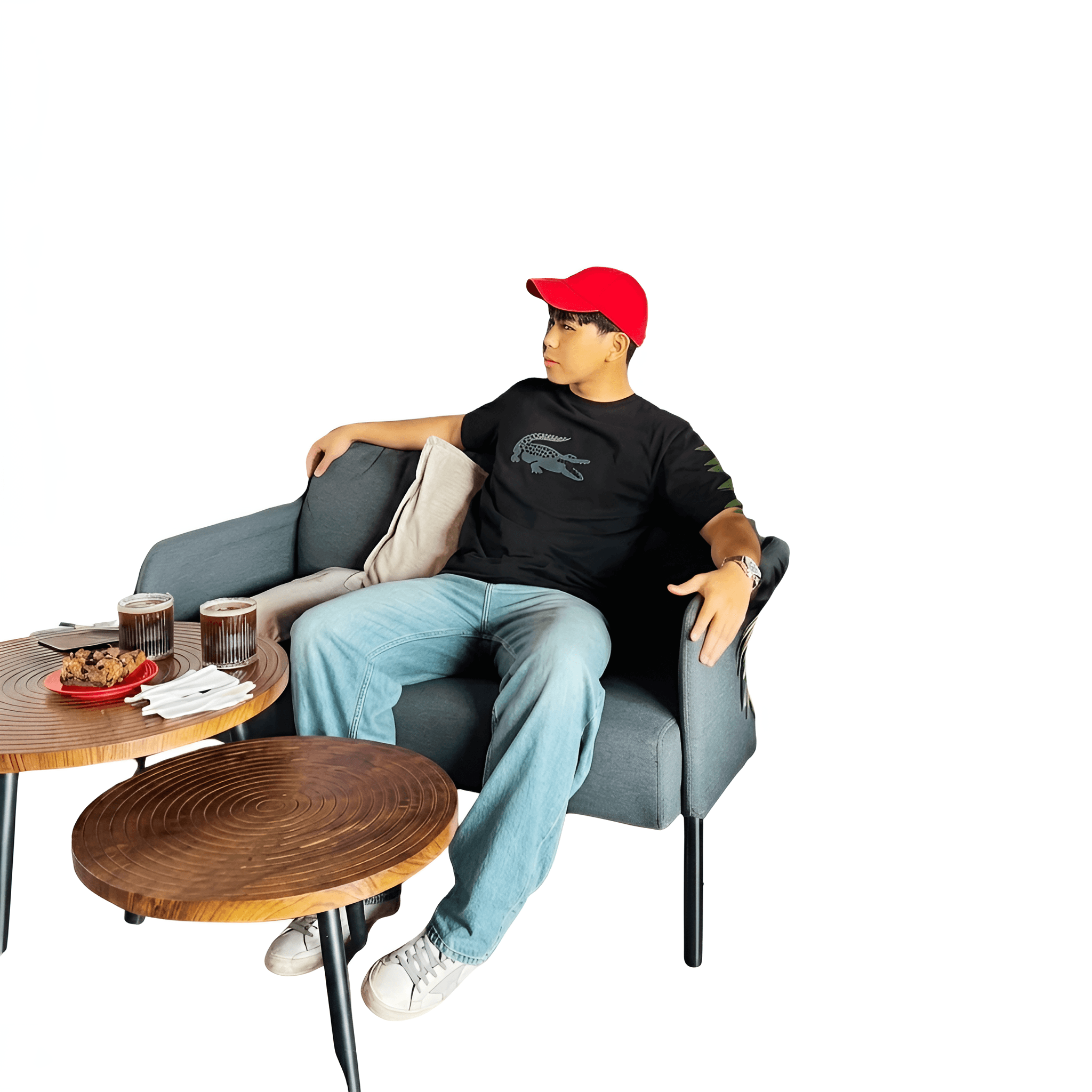 AI Image Enhancer: Sharpen Man in Cafe Chair | BgRemovit
