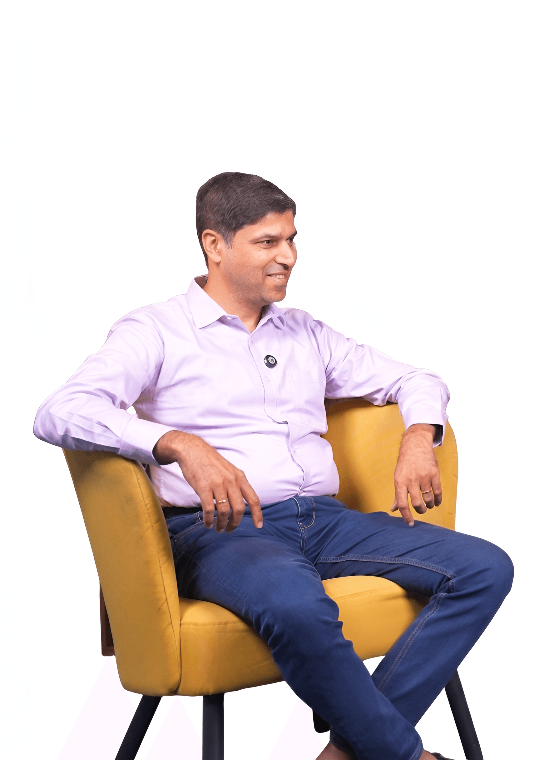 AI Image Enhancer: Sharpen & Upscale Man in Yellow Chair