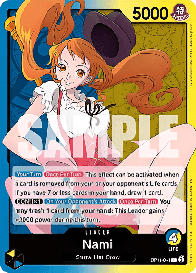 AI Upscale One Piece Nami Card | Enhance Trading Card Details