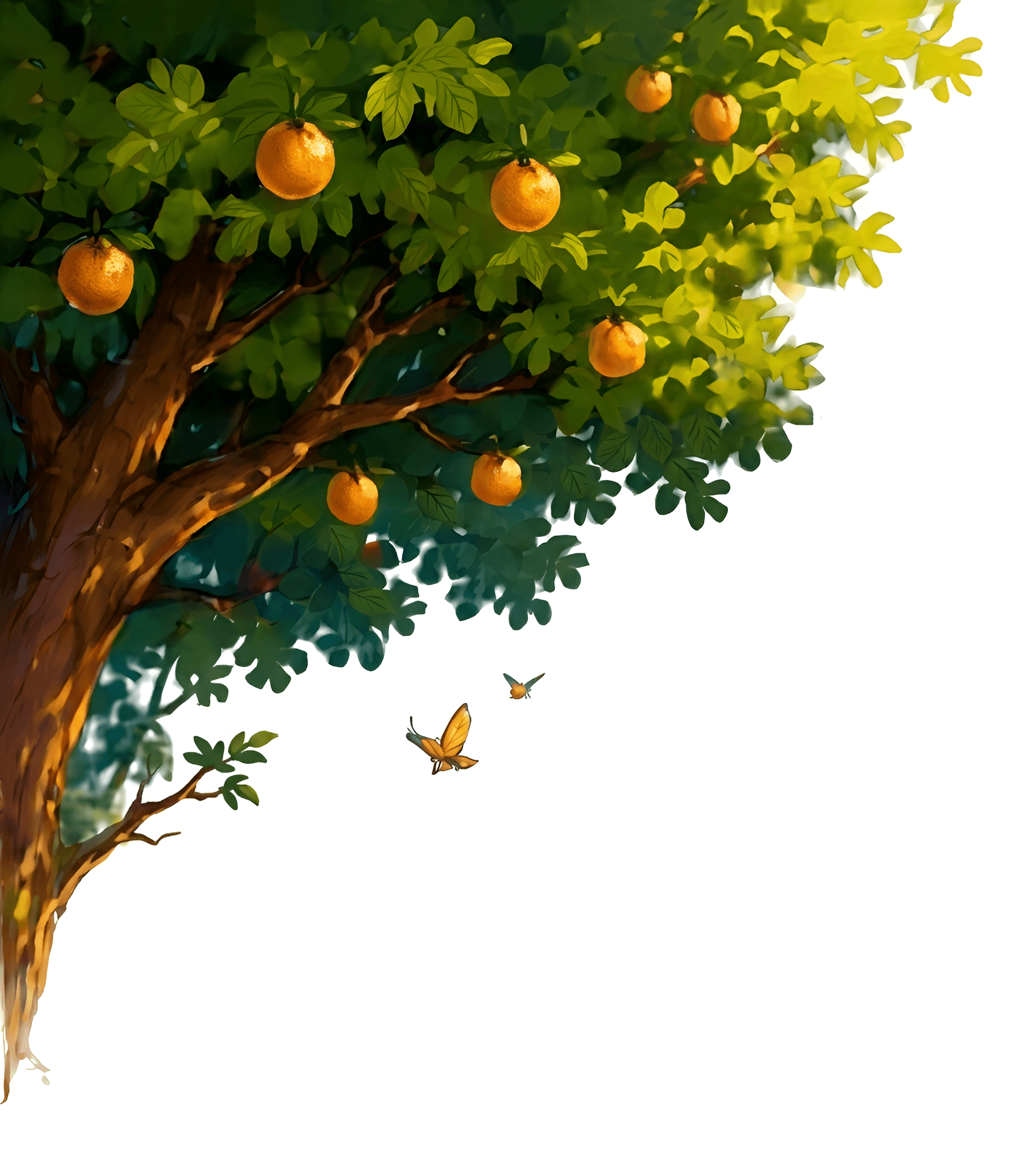 AI Image Enhancer: Upscale Orange Tree Art with Crisp Detail