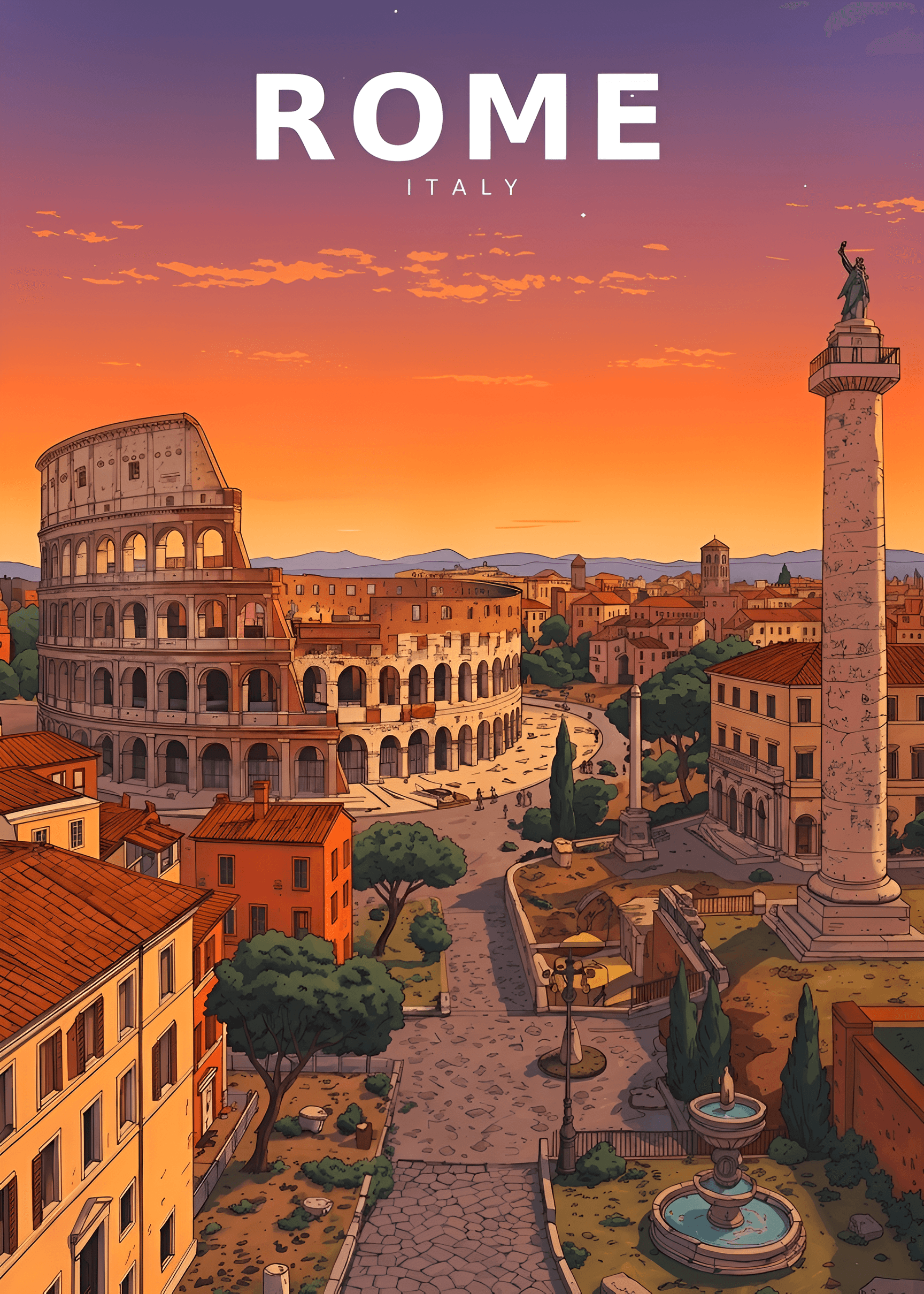 Upscale Rome Illustration | Enhance Travel Poster Detail with AI
