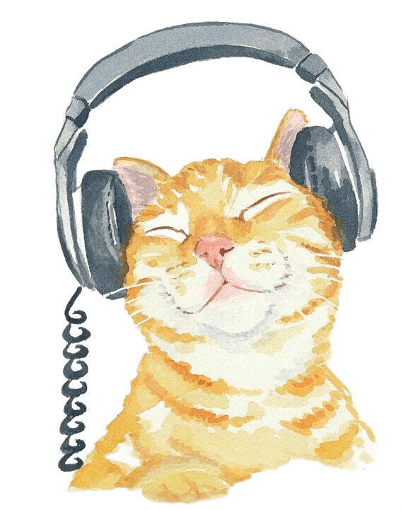 Remove Background from Watercolor Cat with Headphones - BgRemovit