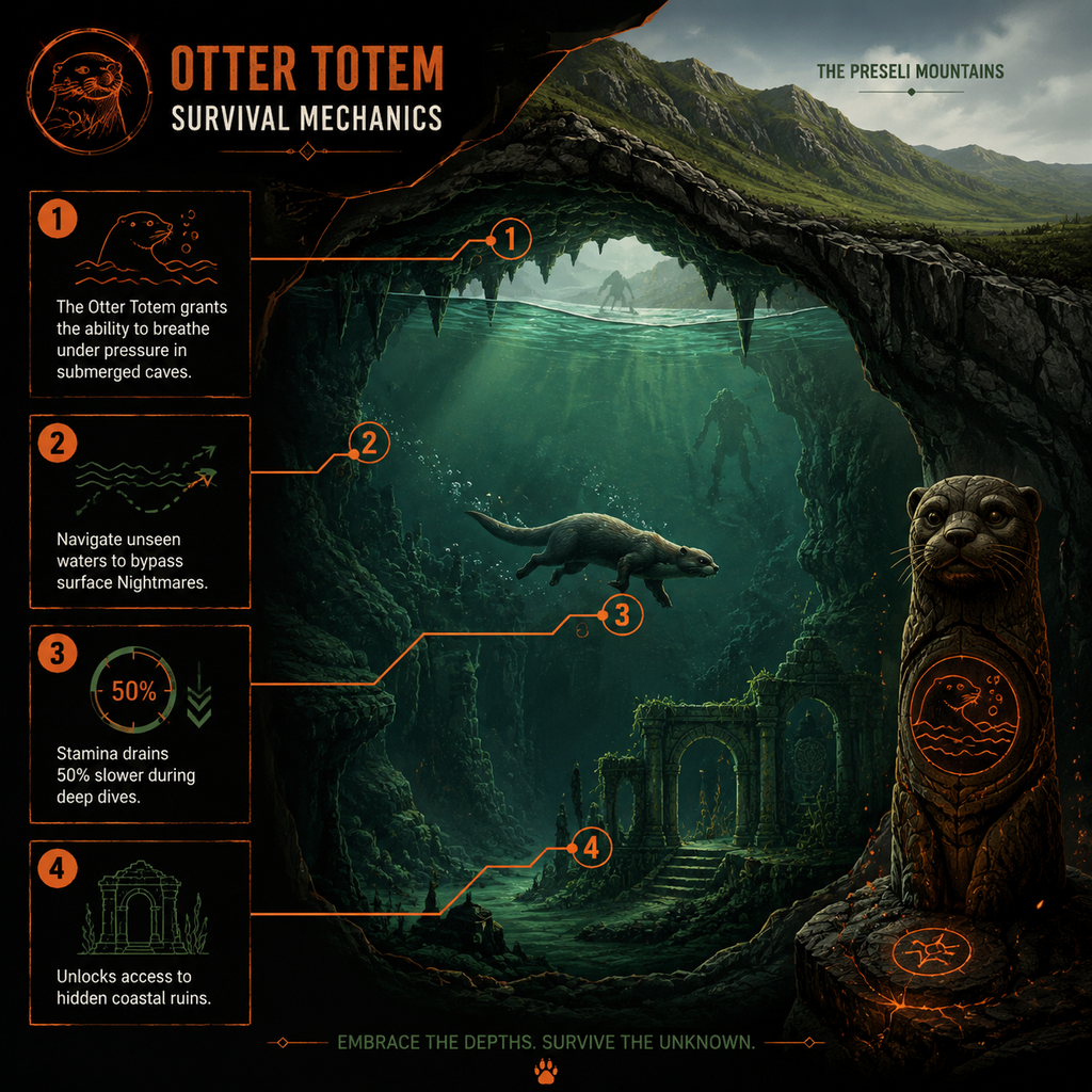 Annotated Diagram: Otter totem underwater mechanics.