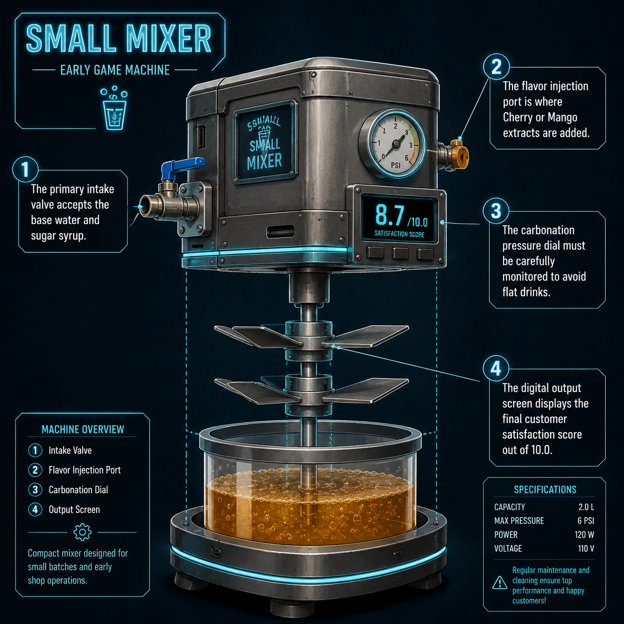Annotated Diagram: The Small Mixer Machine components