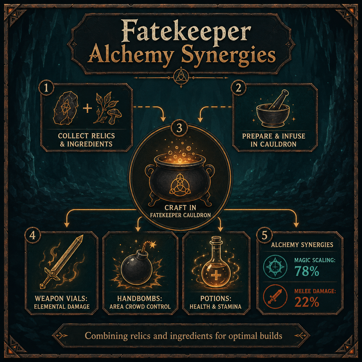 Infographic: Fatekeeper Alchemy Synergies and crafting flow