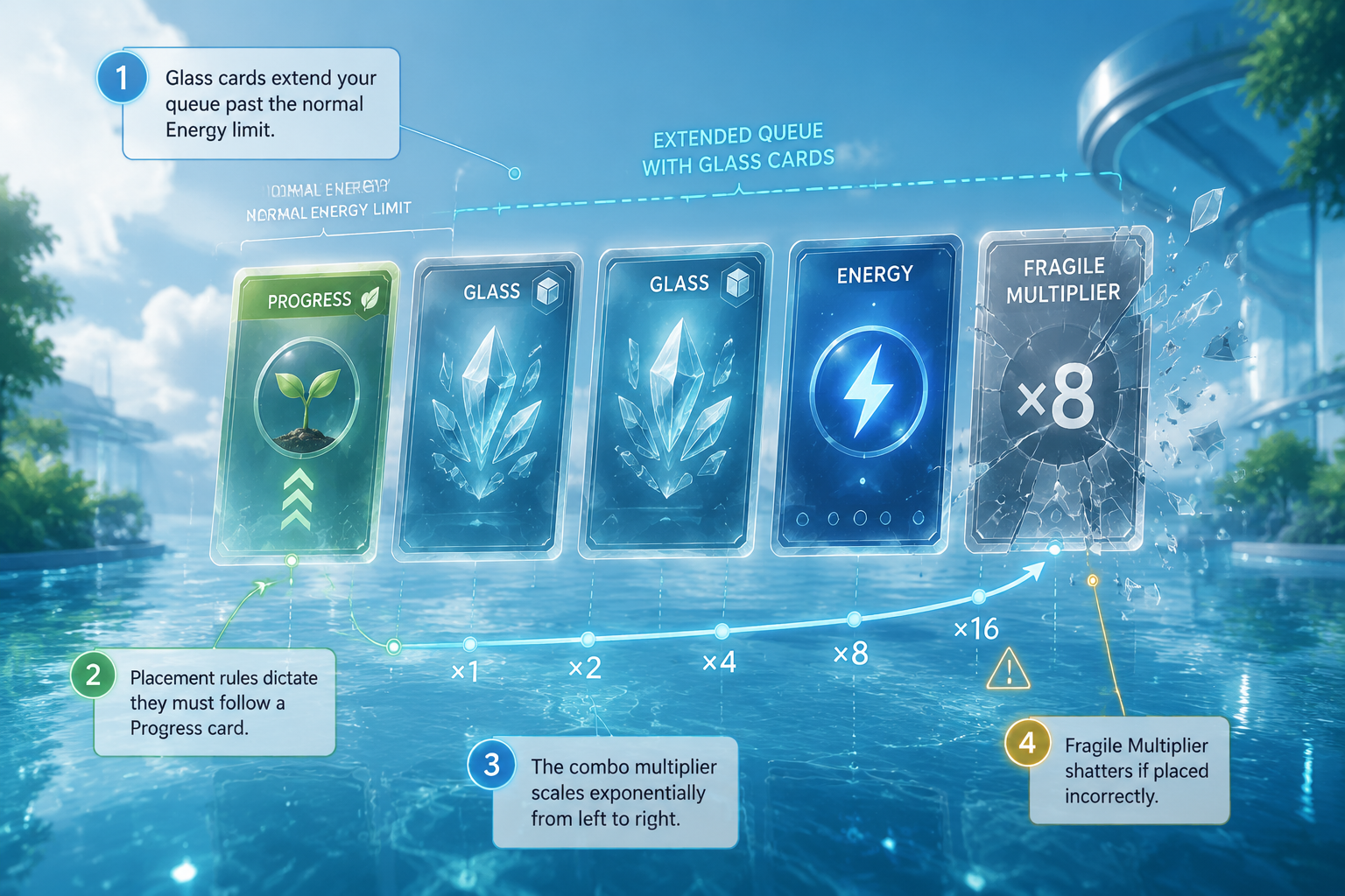 Annotated Diagram: Glass combo system mechanics