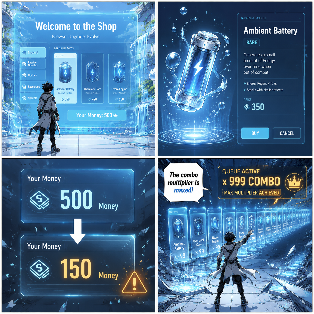 Comic Grid: Purchasing passive modules at the Shop