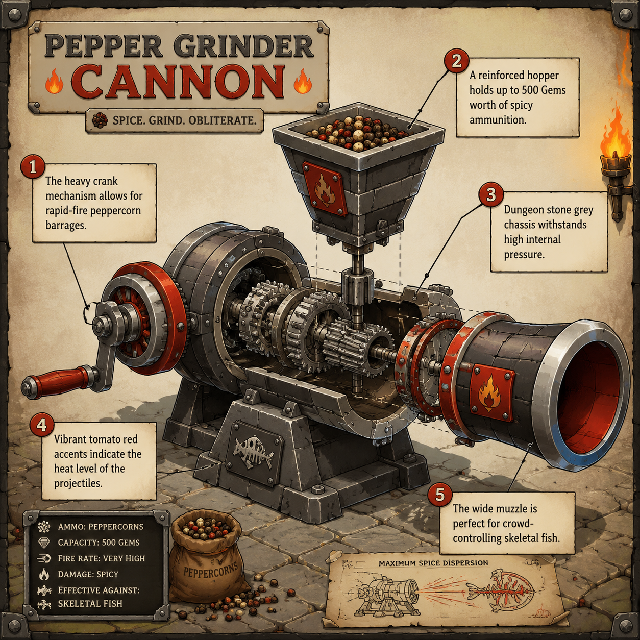 Annotated Diagram: Anatomy of the Pepper Grinder Cannon