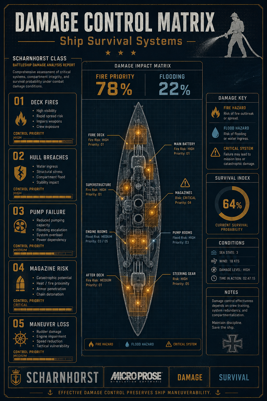 ANALYSIS REPORT POSTER: Scharnhorst damage control matrix