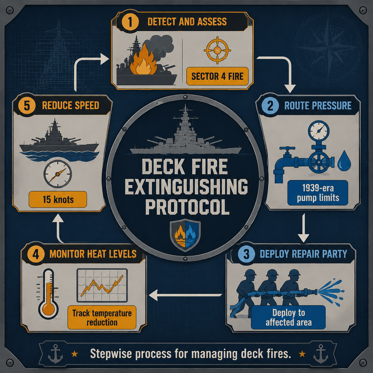 Infographic: Step-by-step fire control Battleship Command workflow