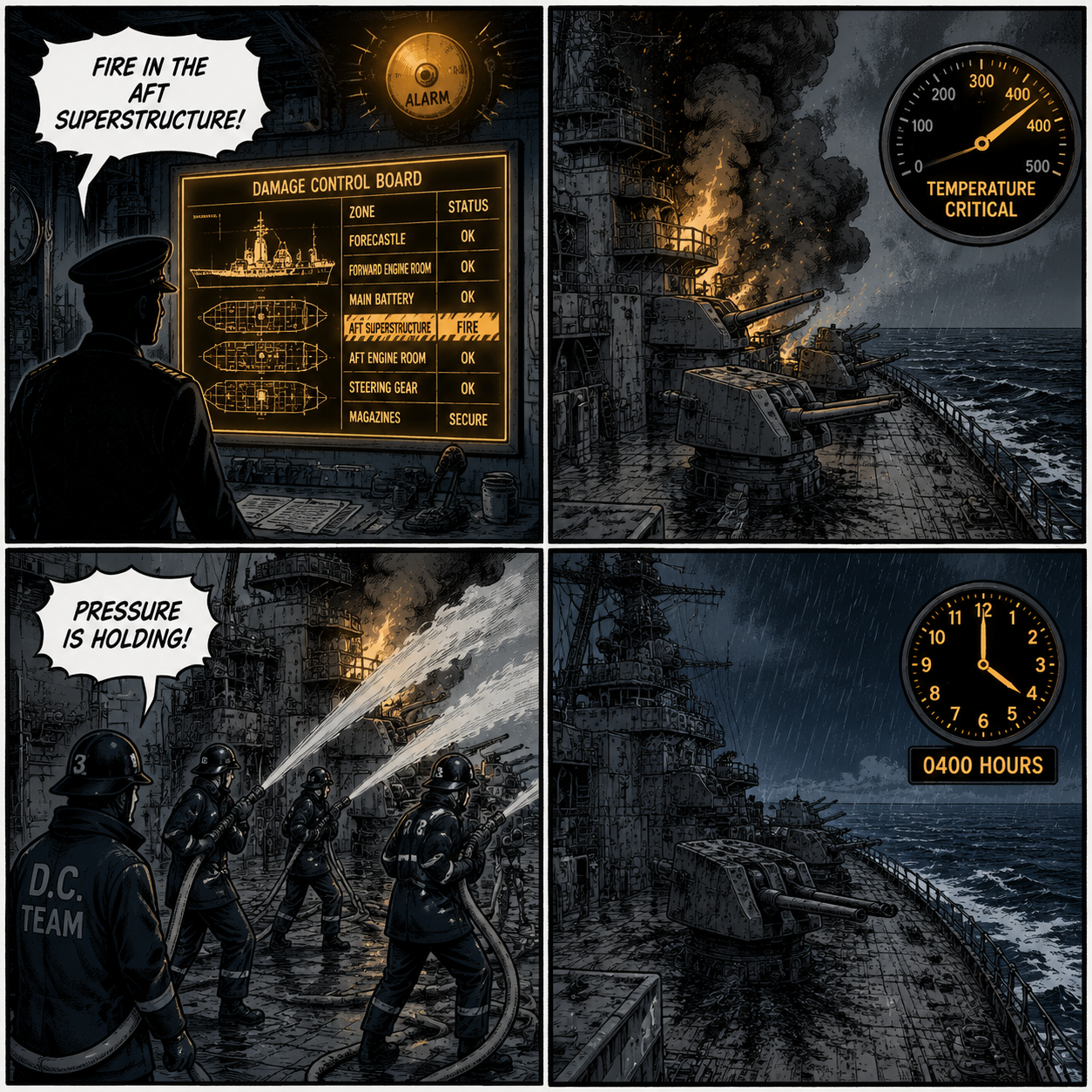 COMIC GRID: Extinguishing an aft superstructure fire