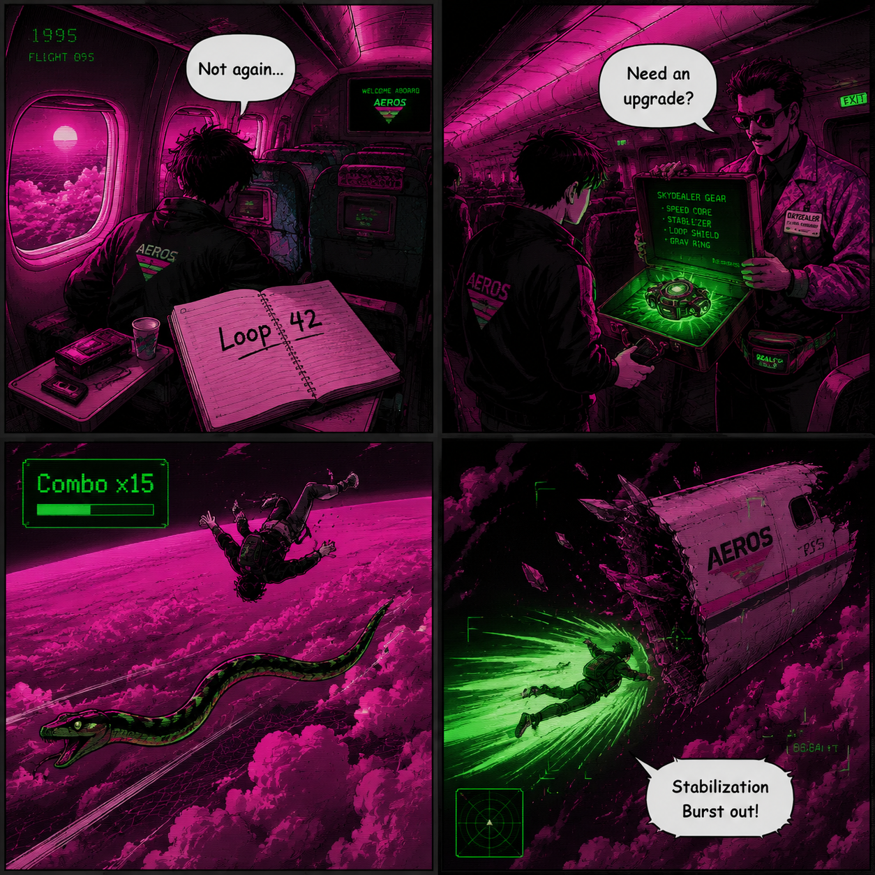 Comic Grid: The 1995 time loop experience in Freefall 95
