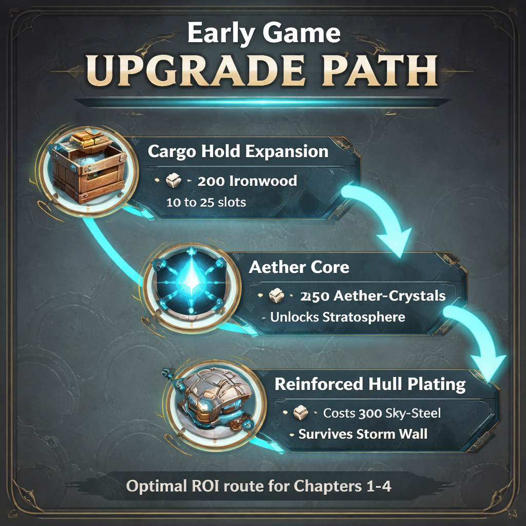 Infographic: Early Game Upgrade Path for Skyship Quest Story