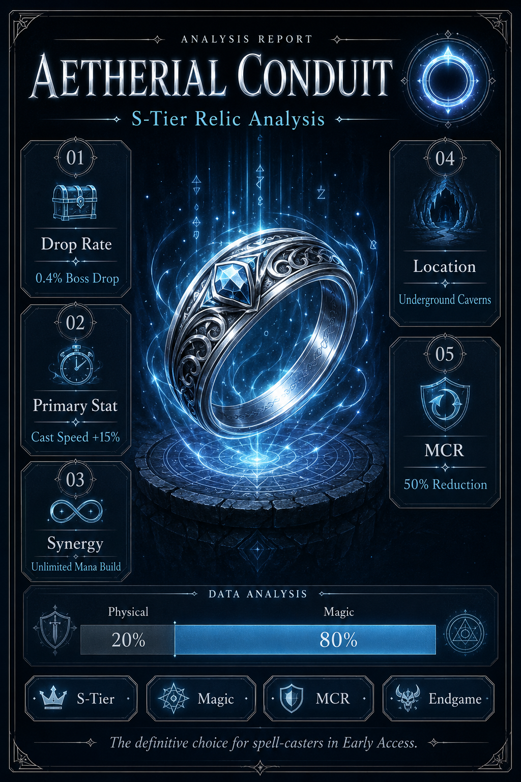 Analysis Report Poster: Aetherial Conduit stats and MCR breakdown.
