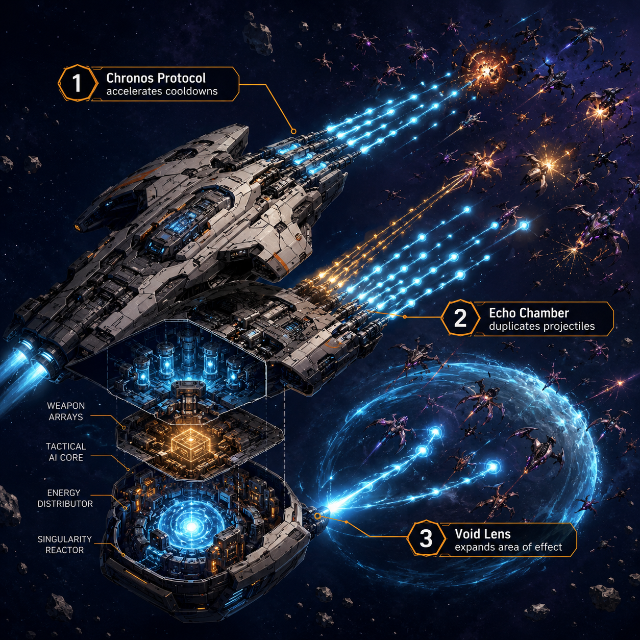 Annotated Diagram: Anatomy of a god-tier bullet-heaven build