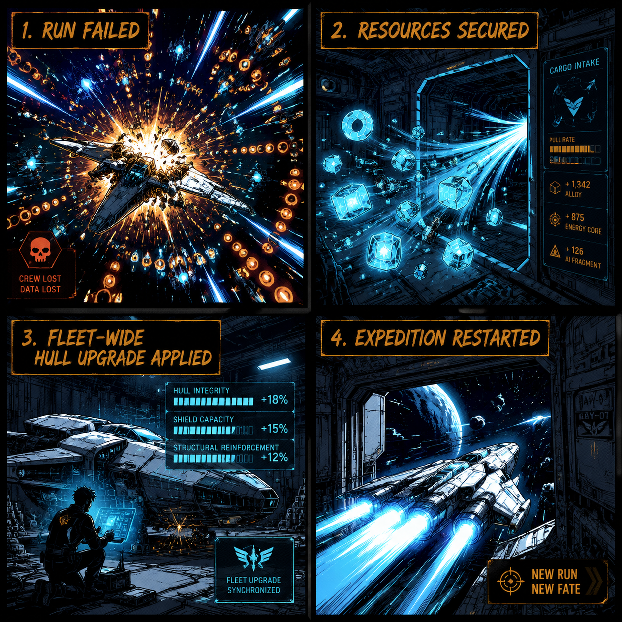 Comic Grid: The meta-progression loop in Starforged Legacy