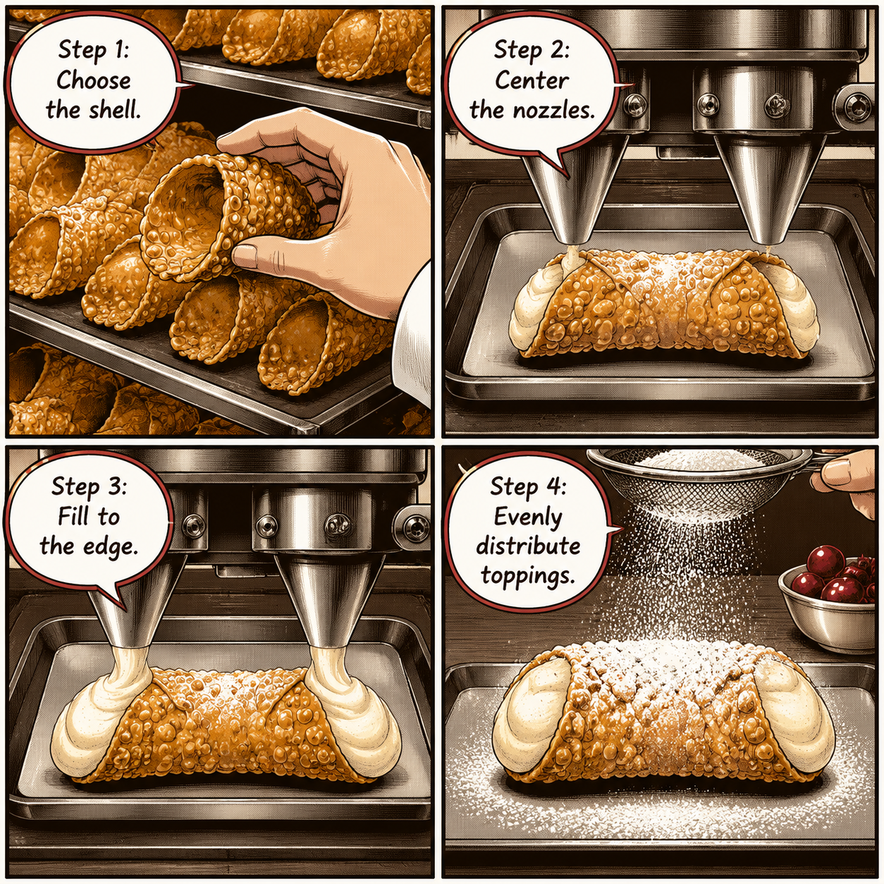 COMIC GRID: Four visual steps to crafting the perfect dessert.