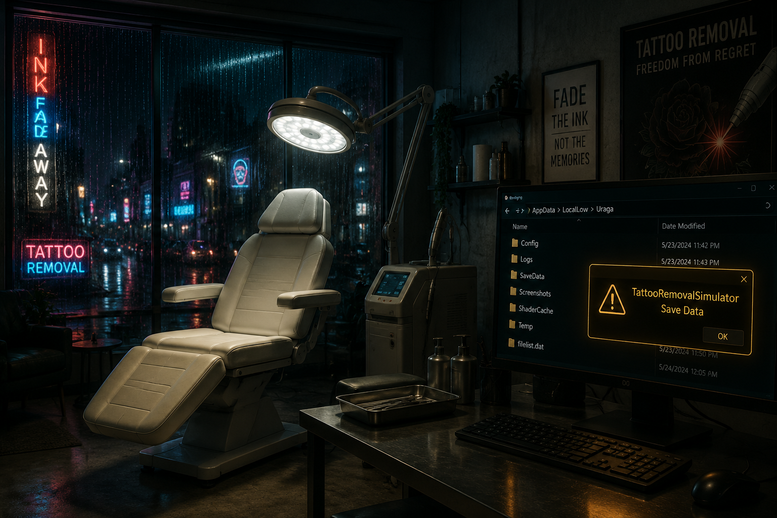 Scene: A cozy urban studio with a computer showing the AppData save directory.