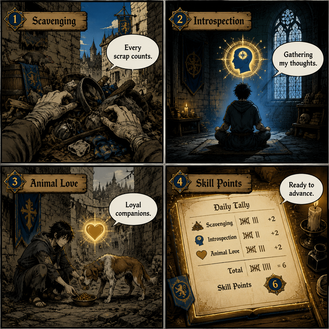 Comic Grid: Balancing Faith, Service, and Charity
