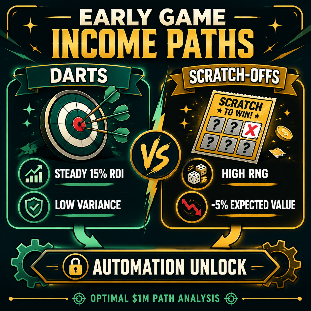 Infographic: The fastest way to make 1 million Fortune Mill comparing darts and scratch-offs