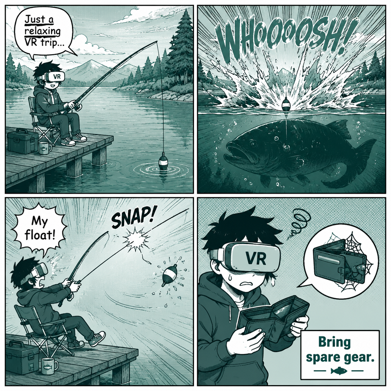 COMIC GRID: Losing gear to a broken line