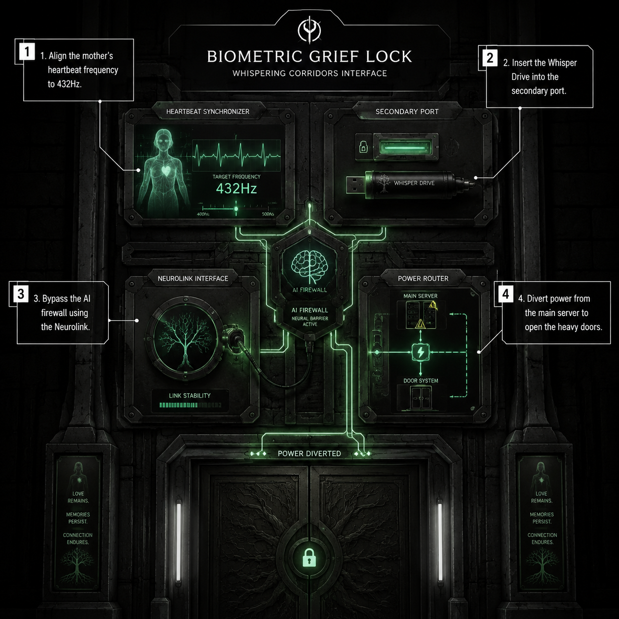 Annotated Diagram: Solving the Biometric Grief Lock sequence