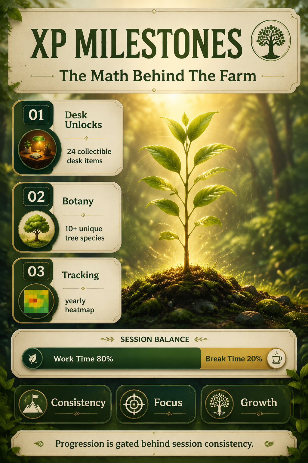 Analysis Report Poster: XP Milestones and unlocks in Focus Grove