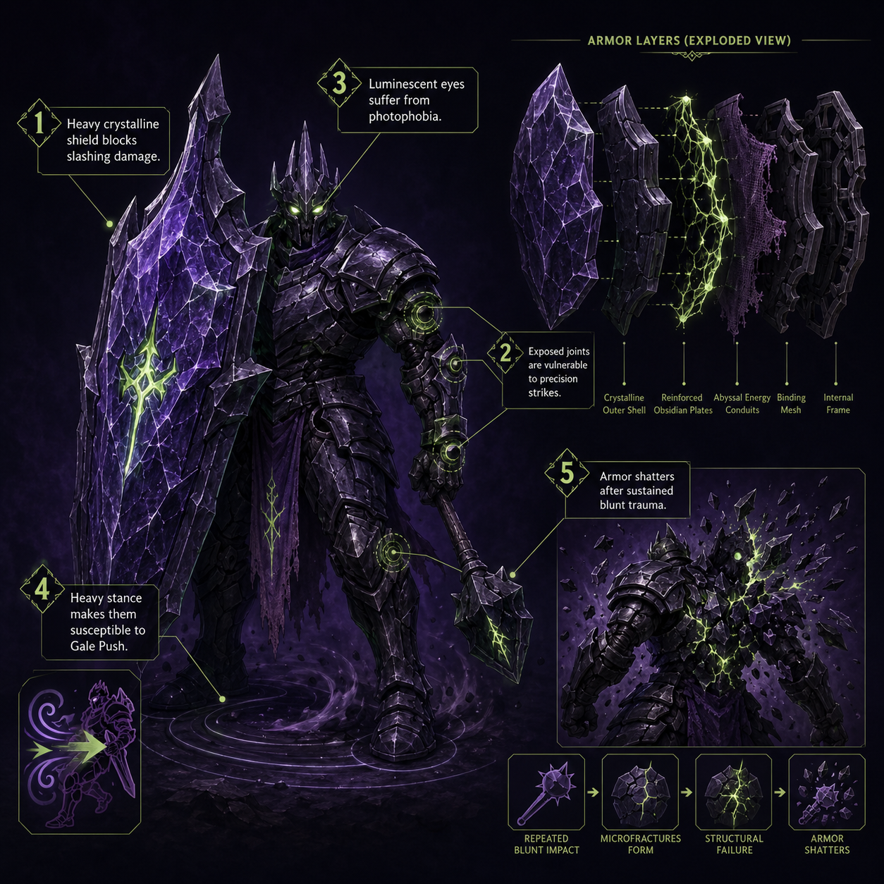 Annotated Diagram: Underdweller Sentinel anatomy and weaknesses