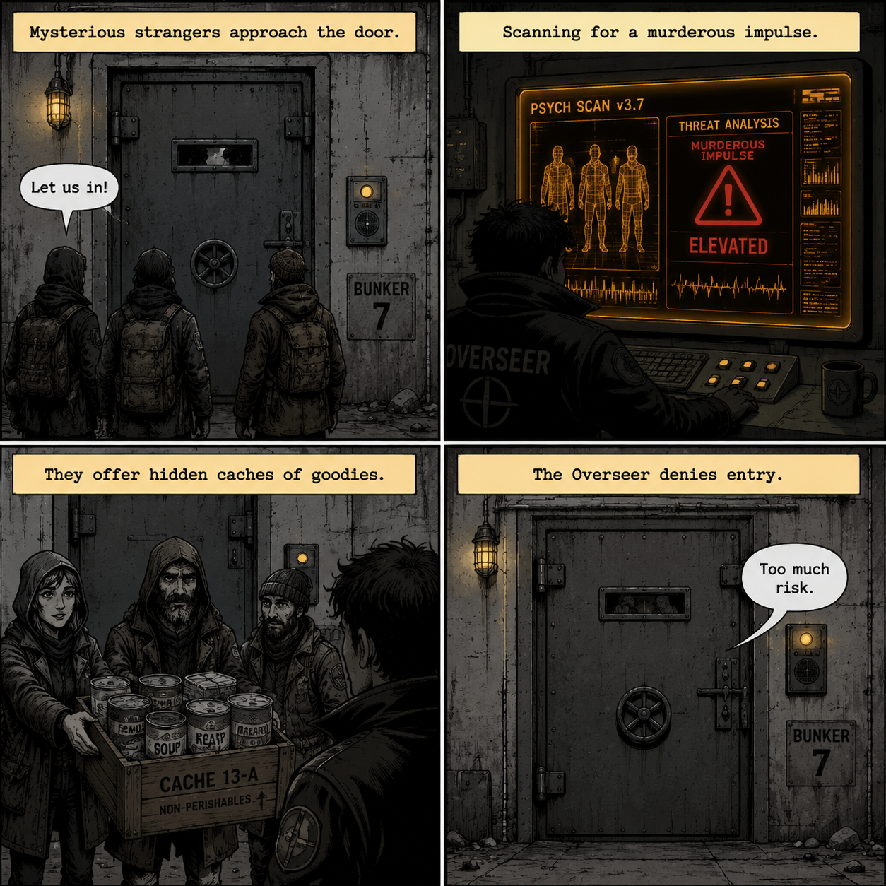 Comic Grid: The Door Decisions and murderous impulse.