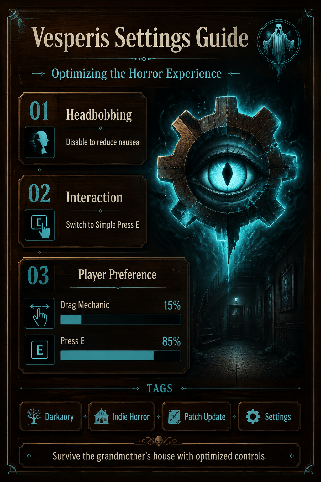Analysis report poster detailing the Vesperis settings menu update.