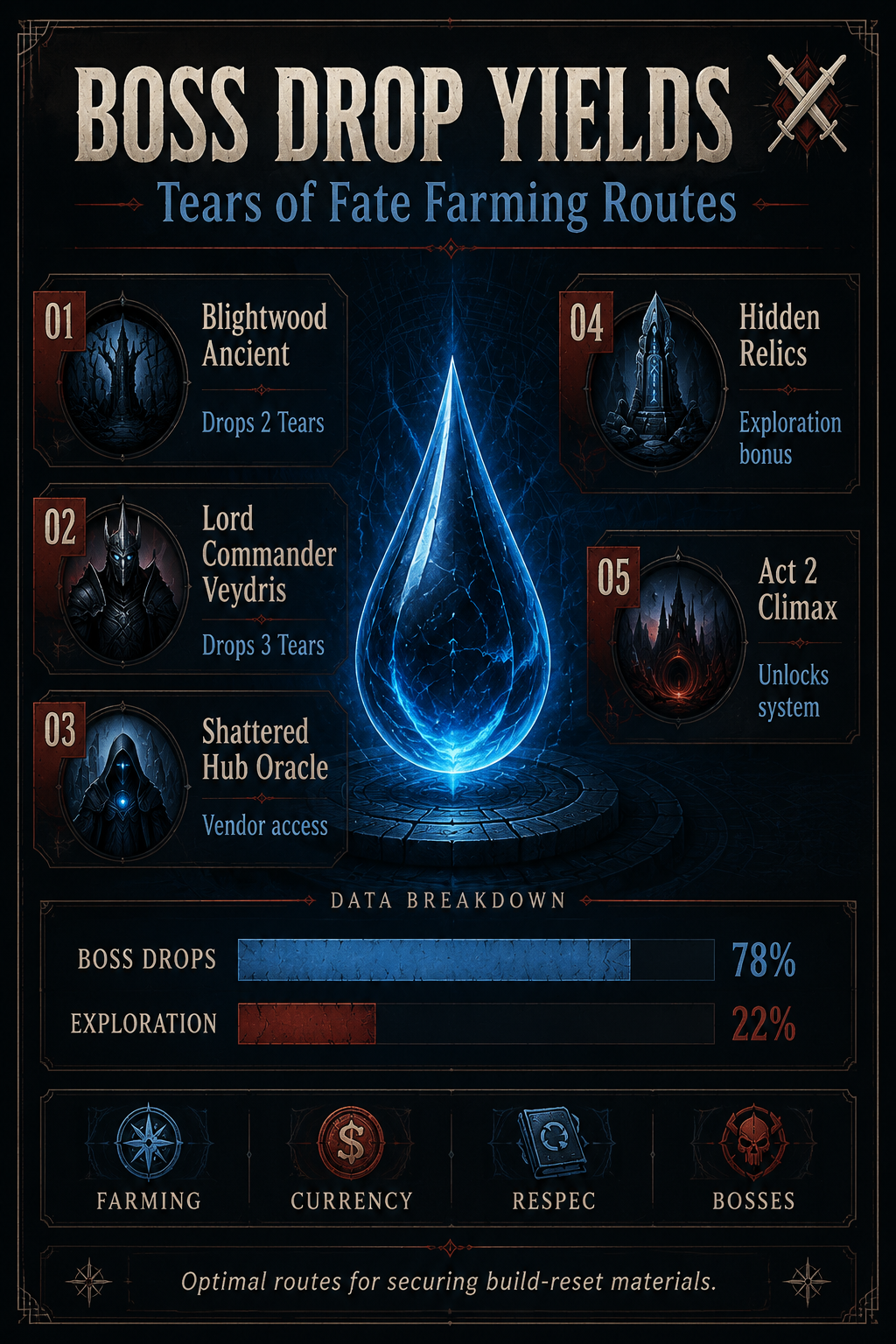 Analysis Report Poster: Boss drop yields for Tears of Fate.