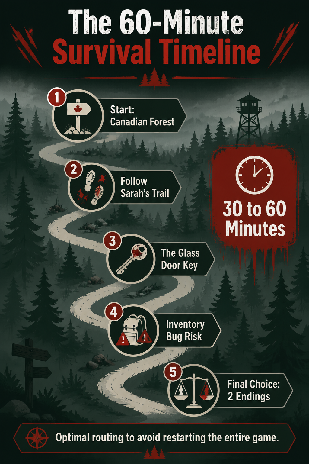 Infographic: how to save game ItLivesInTheWoods playtime timeline