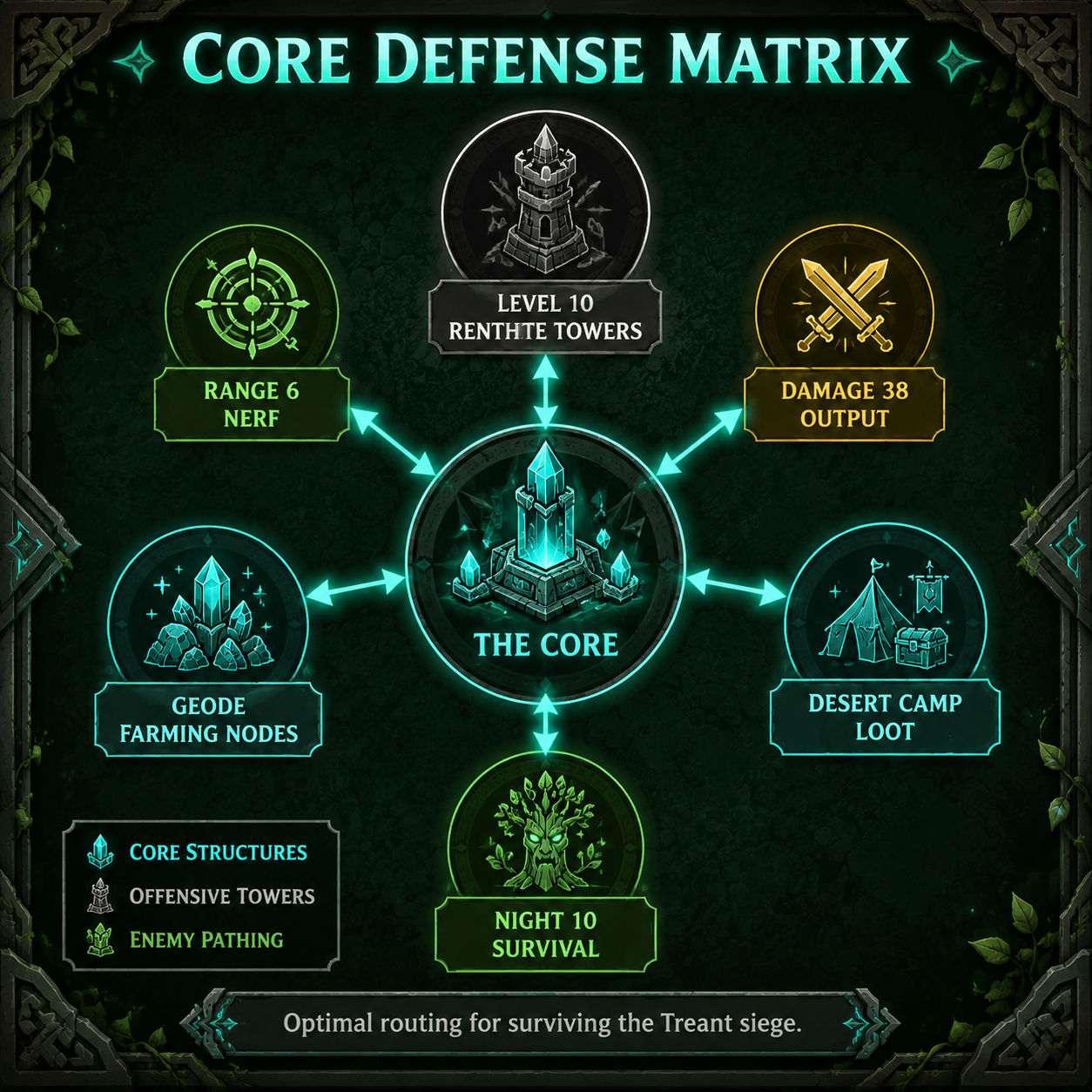 Infographic: GEODE optimal Core Defense Matrix for the boss fight