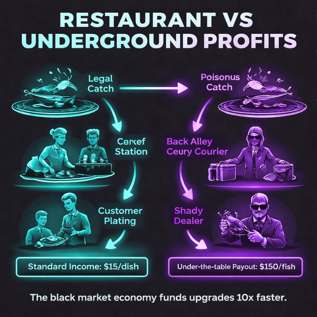 Infographic: The illegal fish Fish House Simulator profit comparison