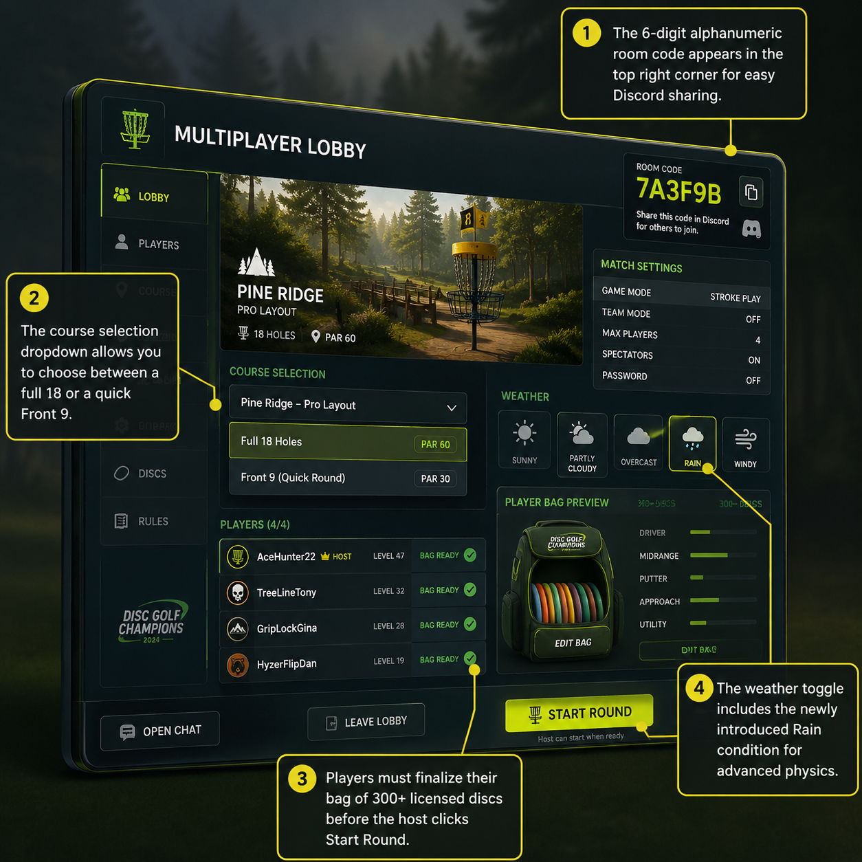 Annotated Diagram: Private Match Interface and Loadout Lock.