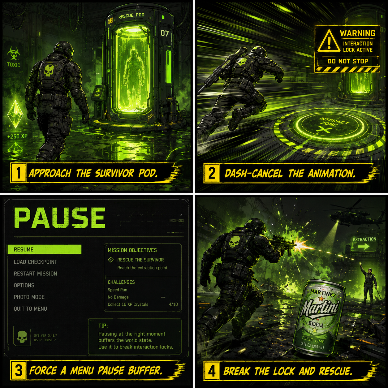 Comic Grid: 4 steps to bypass the animation lock mid-run.