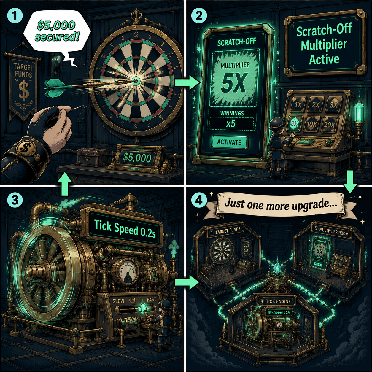 Comic Grid: The just one more upgrade loop