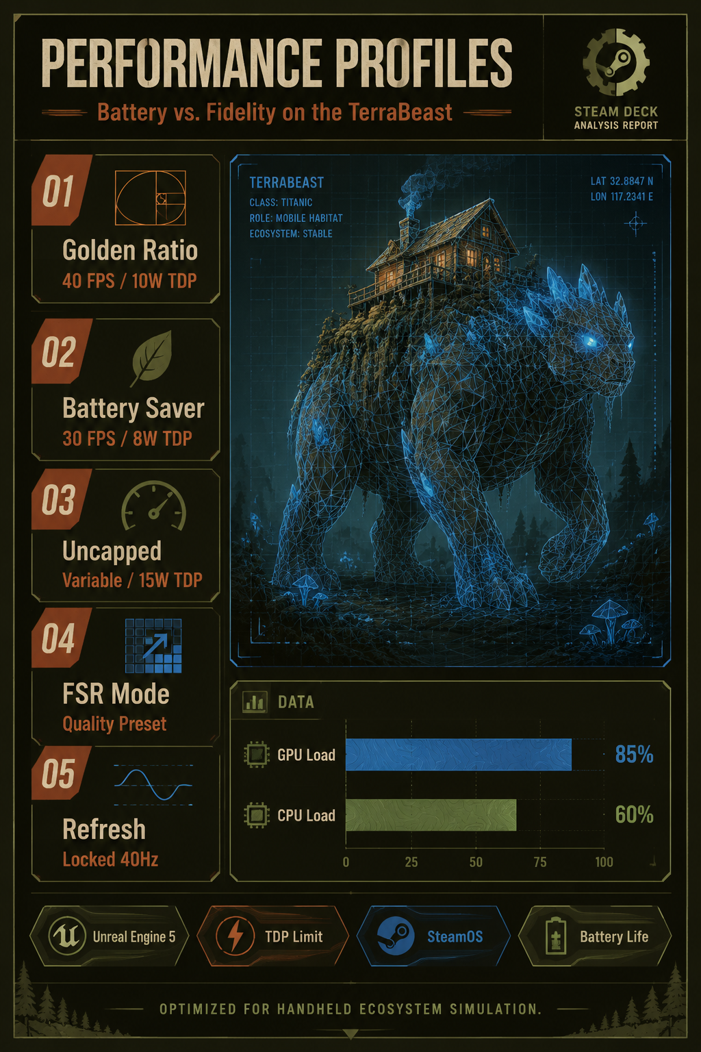 Infographic: Steam Deck best settings OddFauna performance comparison