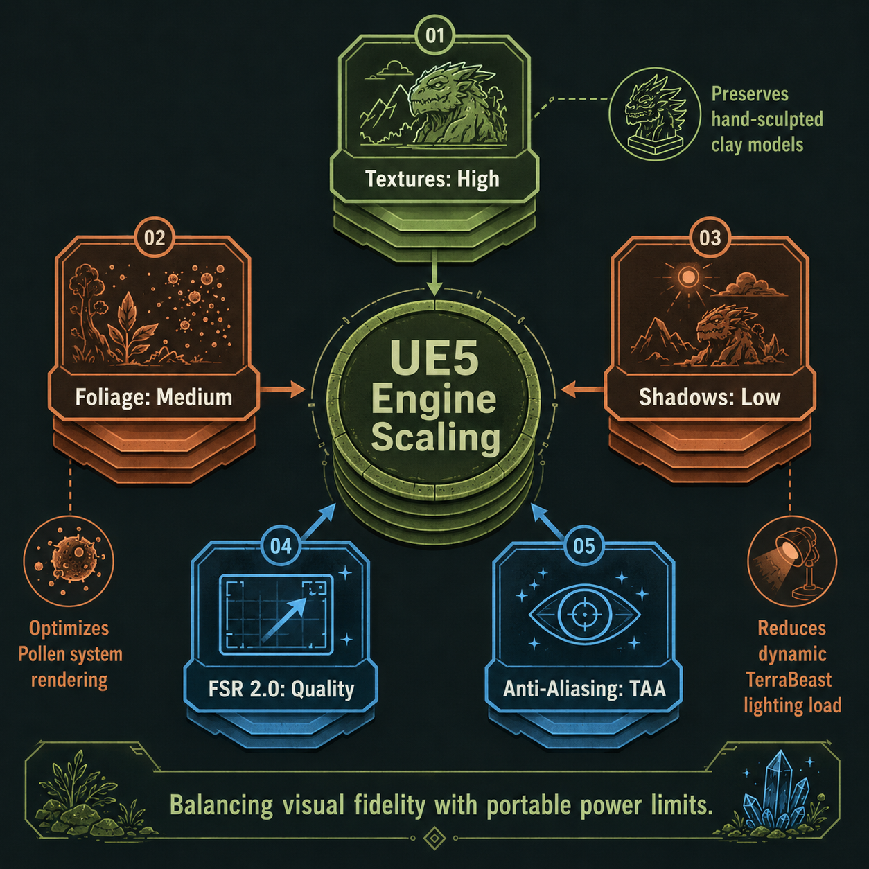 Infographic: Unreal Engine 5 settings scaling for Steam Deck