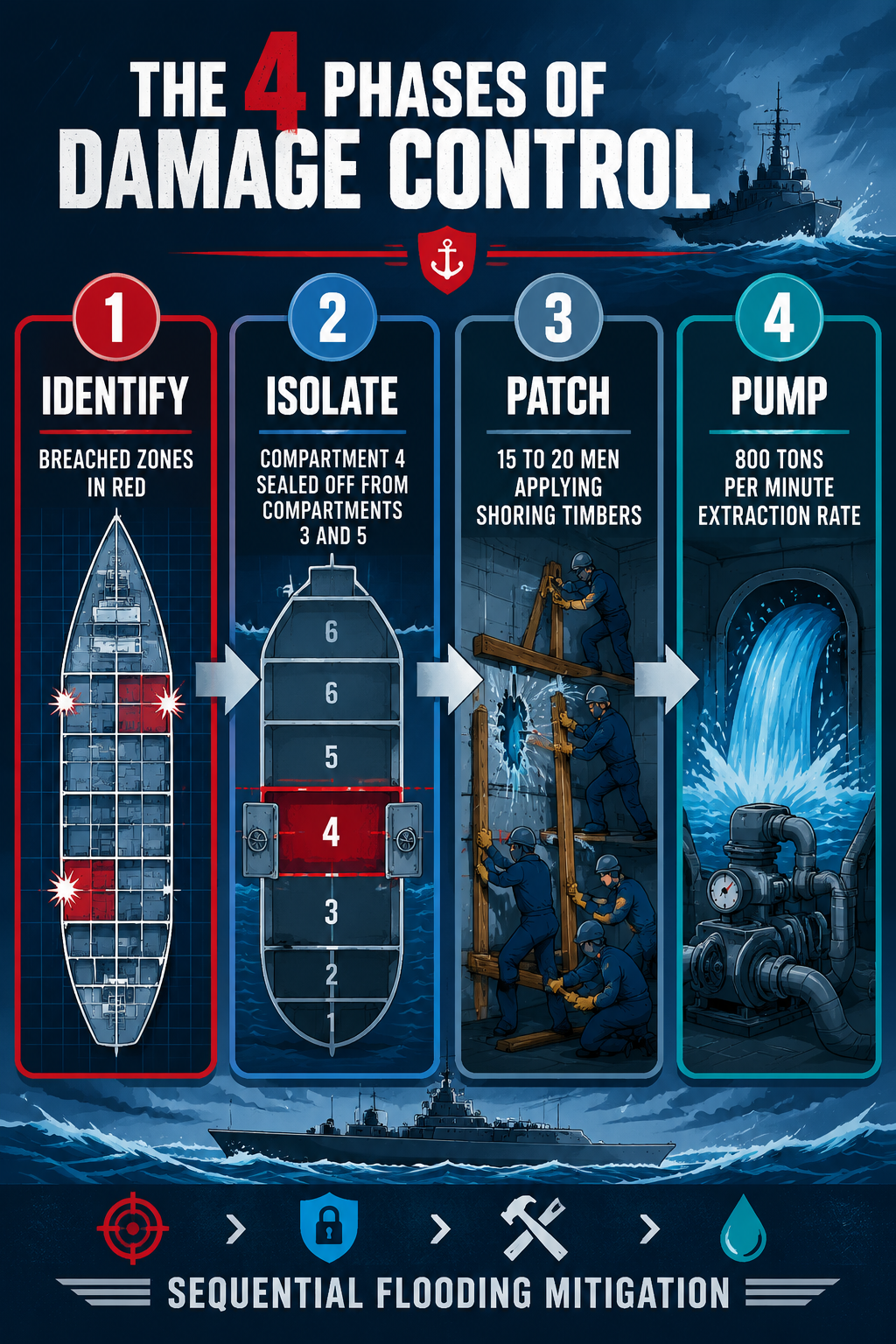 Infographic: 4 Phases of Damage Control in Battleship Command
