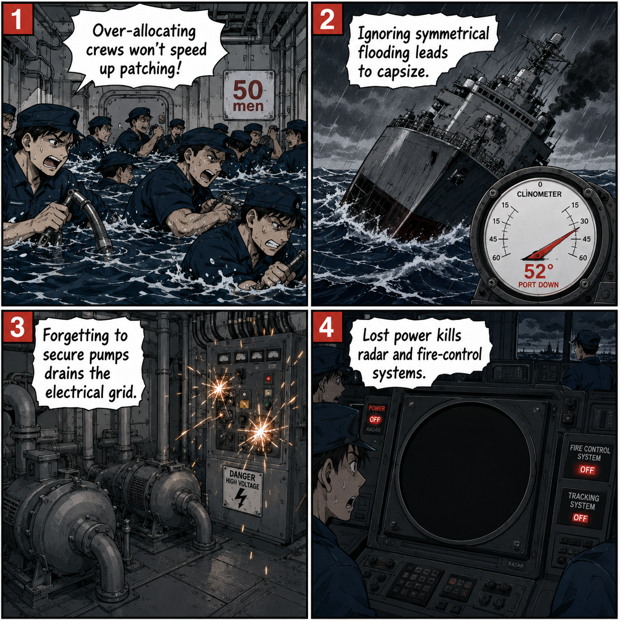 Comic Grid: Common mistakes in Battleship Command damage control