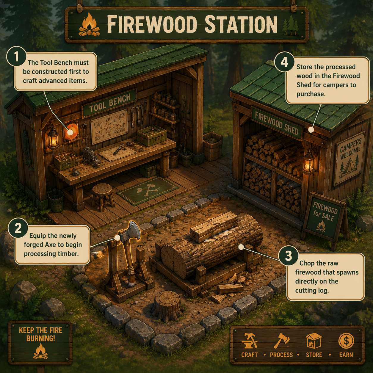 Annotated Diagram: Firewood Station mechanics
