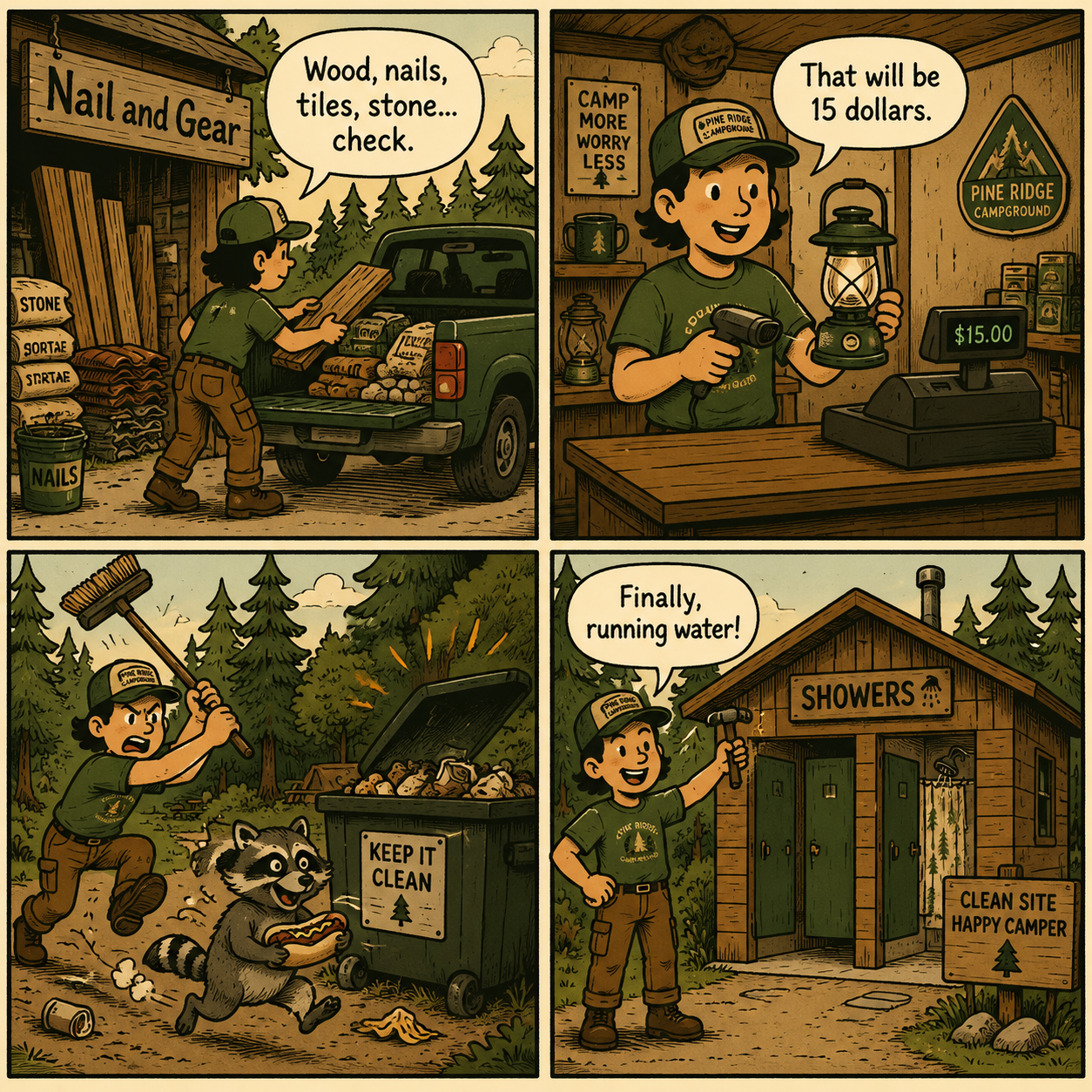 Comic Grid: Daily tasks in Red Shore Valley
