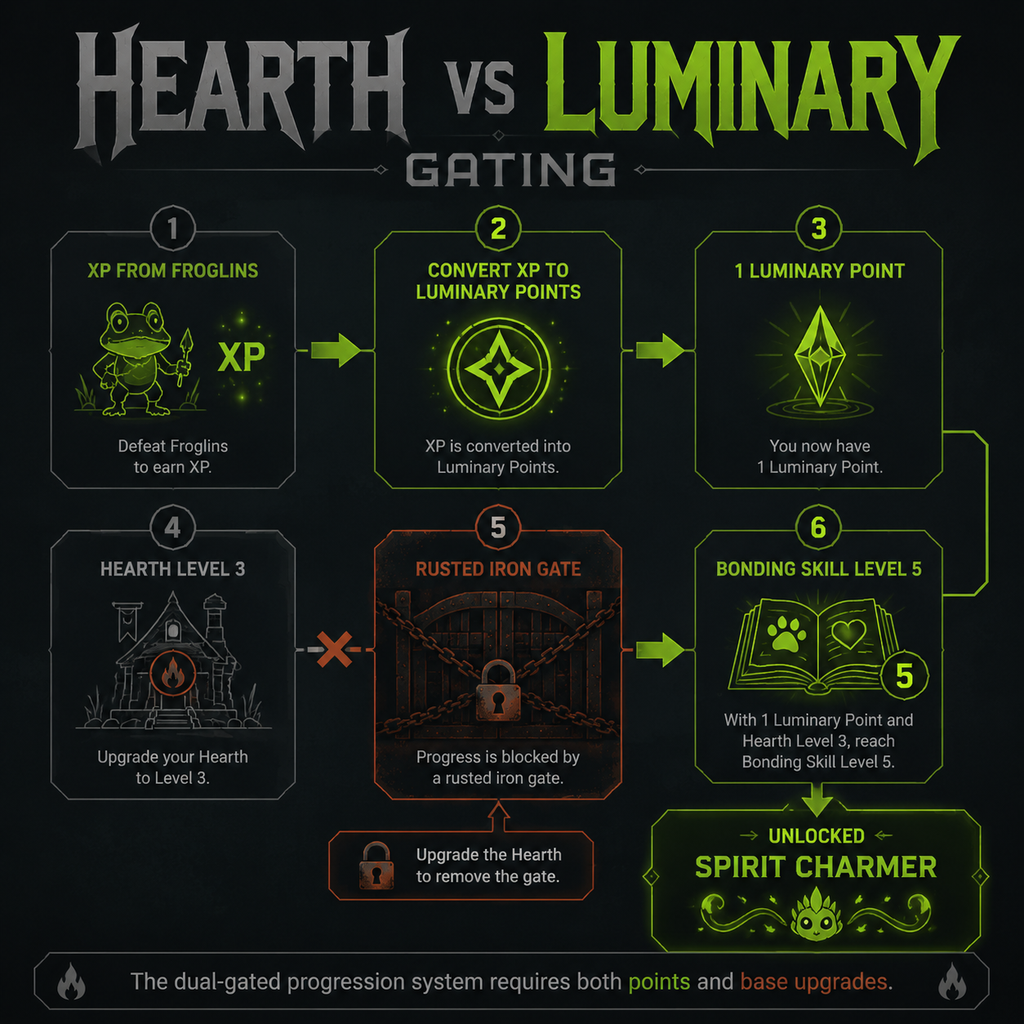 Infographic: The dual-gated crafting progression Witchspire utilizes.